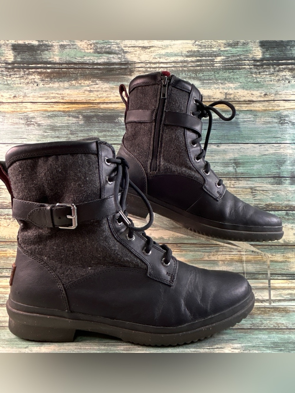 UGG Kelsey Rain Winter Ankle Boot Womens Size 10M Waterproof Black Leather Wool